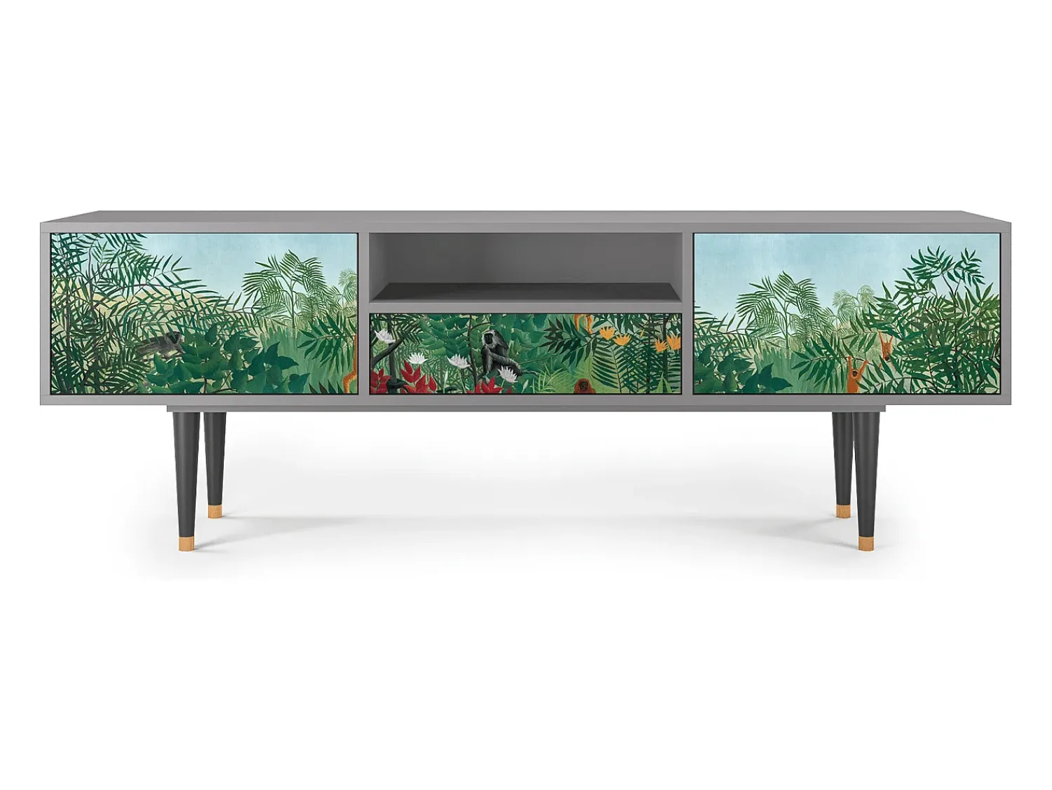 Móvel De Tv| Mueble de TV - 170х59х41 cm - T6 - Jungles in Paris, Cinza Cinzento