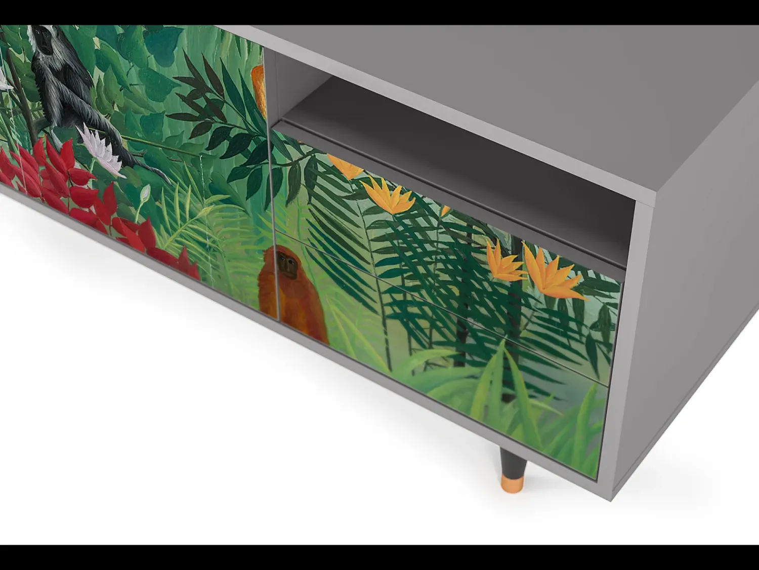 Móvel De Tv| Mueble de TV - 125х56х41 cm - T7 - Jungles in Paris, Cinza Cinzento