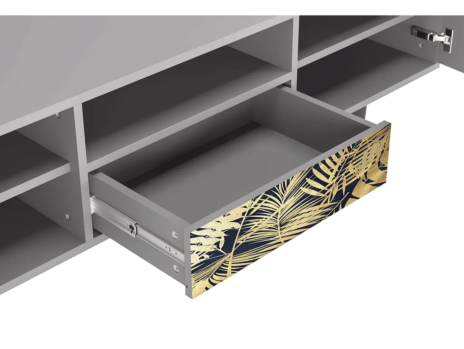 Móvel De Tv* Mueble de TV - 170х59х41 cm - T6 - Jungle Vibes, Cinza Cinzento