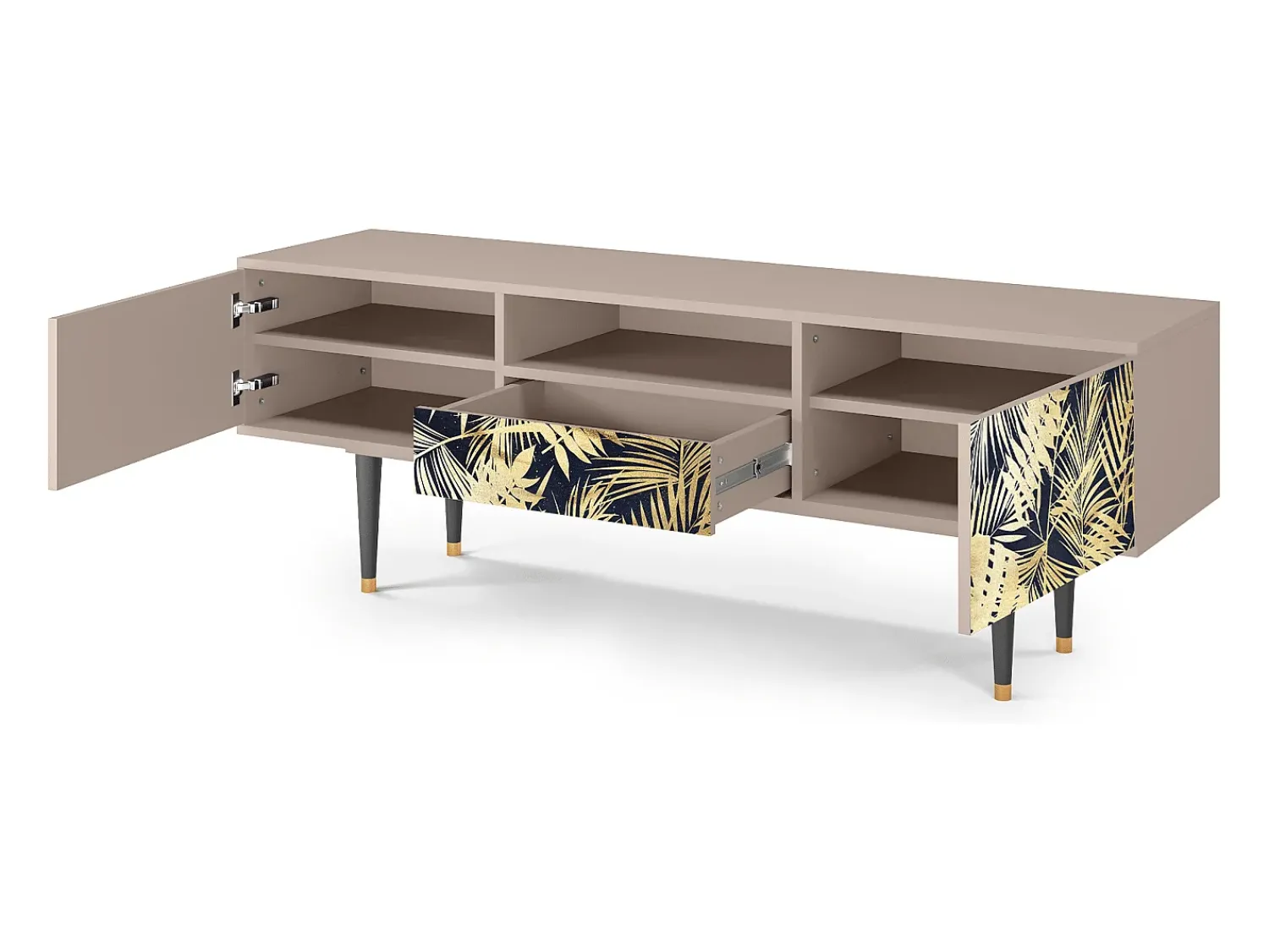 Móvel De Tv* Mueble de TV - 170х59х41 cm - T6 - Jungle Vibes, Latte Bege