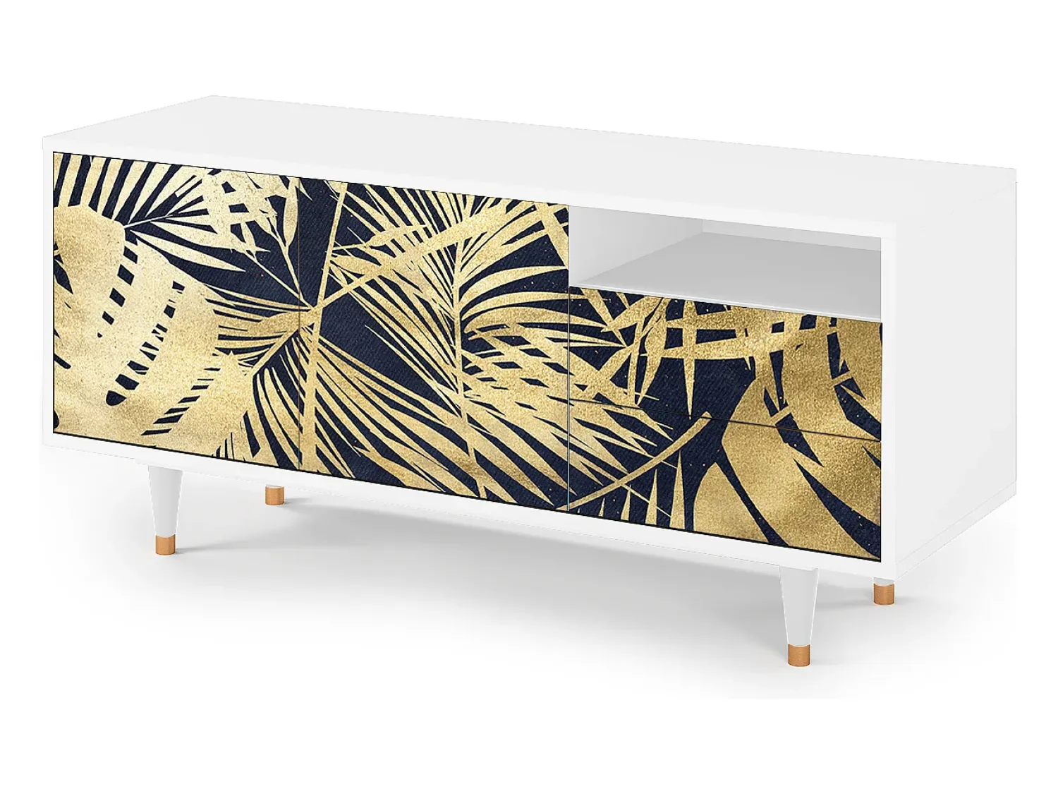 New Mueble de TV - 125х56х41 cm - T7 - Jungle Vibes, Branco Bege