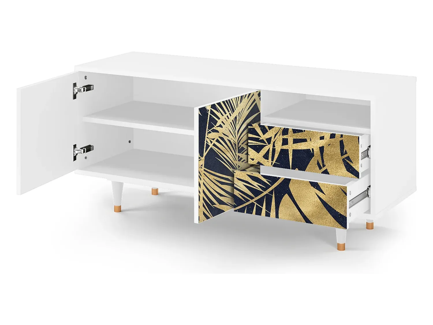 New Mueble de TV - 125х56х41 cm - T7 - Jungle Vibes, Branco Bege
