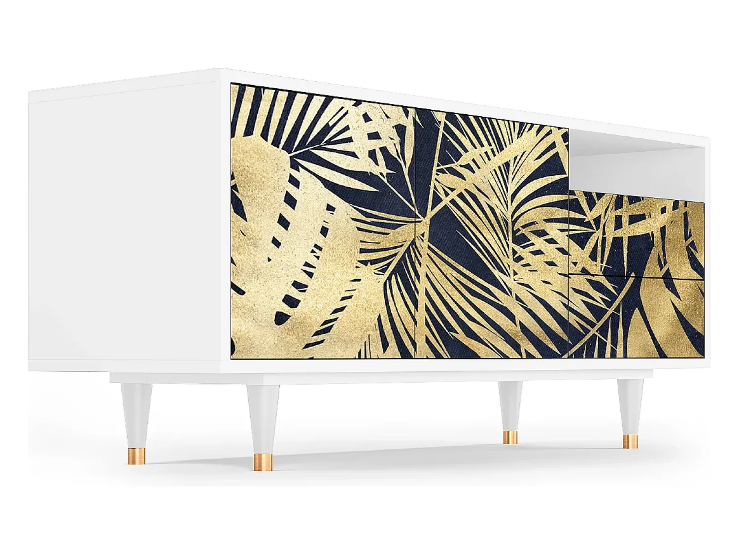 New Mueble de TV - 125х56х41 cm - T7 - Jungle Vibes, Branco Bege