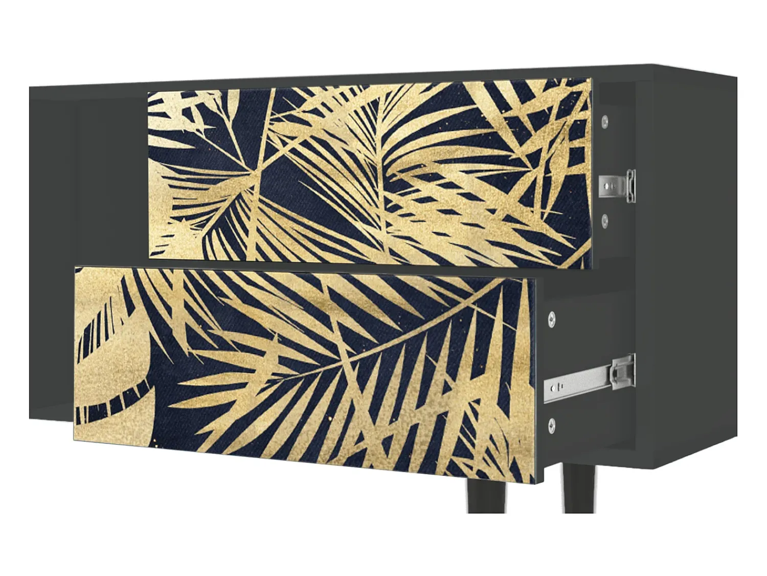 Móvel De Tv| Mueble de TV - 170х69х48 cm - T1 - Jungle Vibes, Antracite Cinza antracite