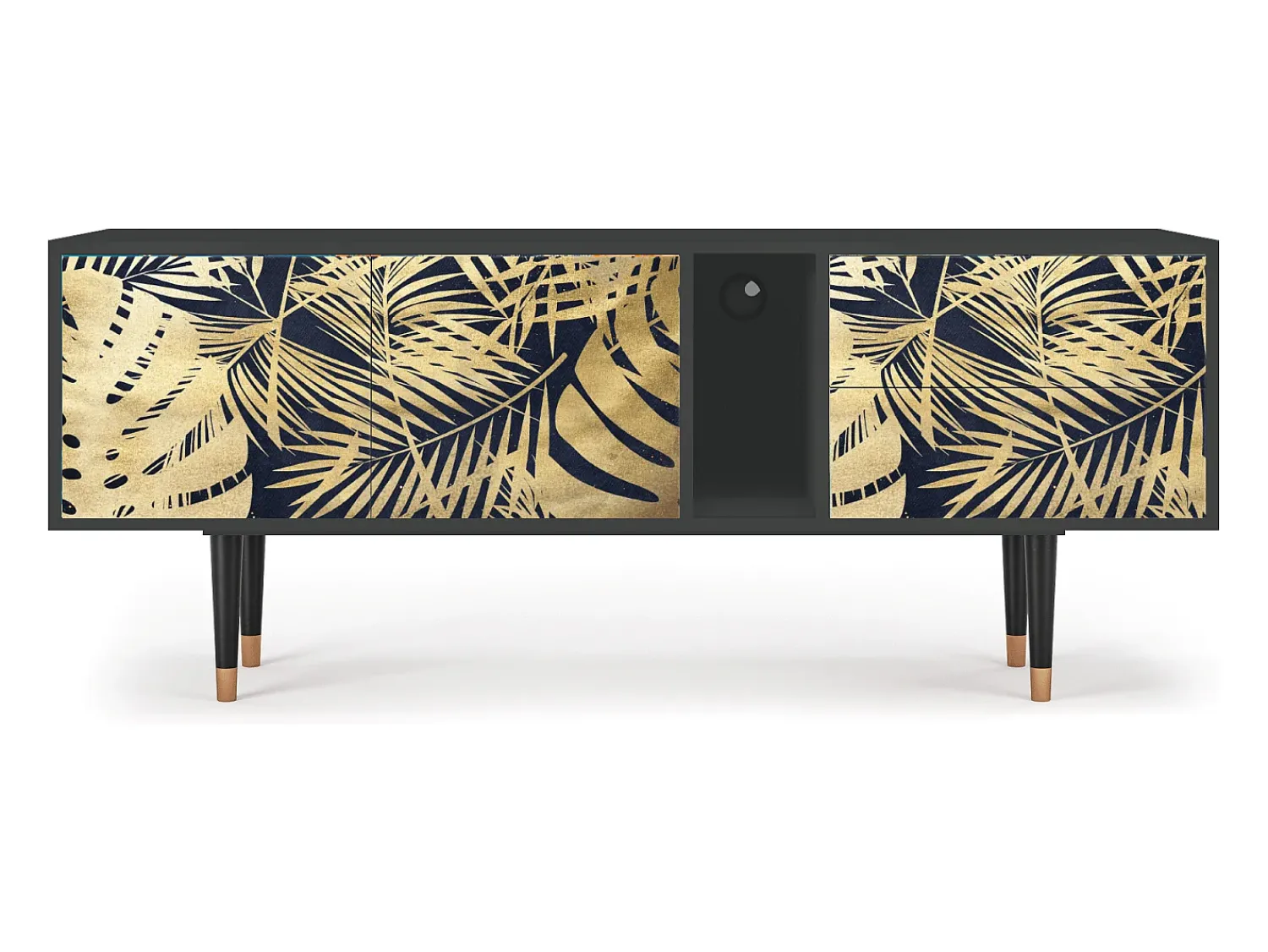 Móvel De Tv| Mueble de TV - 170х69х48 cm - T1 - Jungle Vibes, Antracite Cinza antracite