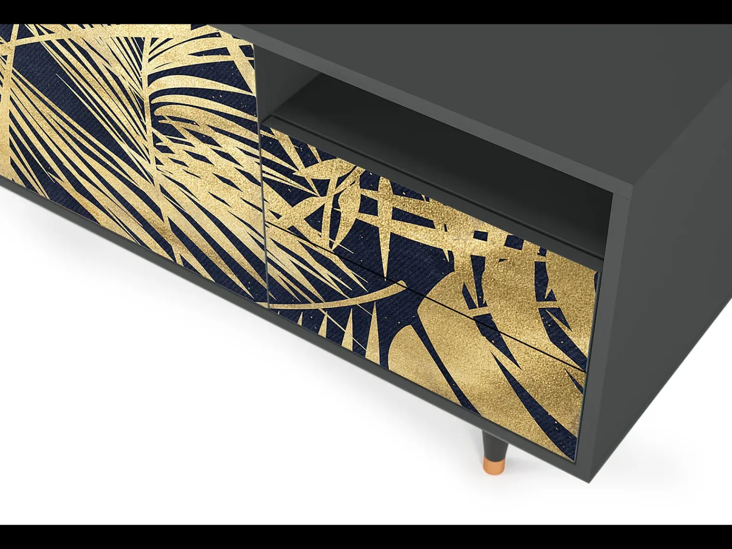 Móvel De Tv* Mueble de TV - 125х56х41 cm - T7 - Jungle Vibes, Antracite Cinza antracite