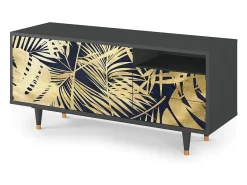 Móvel De Tv* Mueble de TV - 125х56х41 cm - T7 - Jungle Vibes, Antracite Cinza antracite