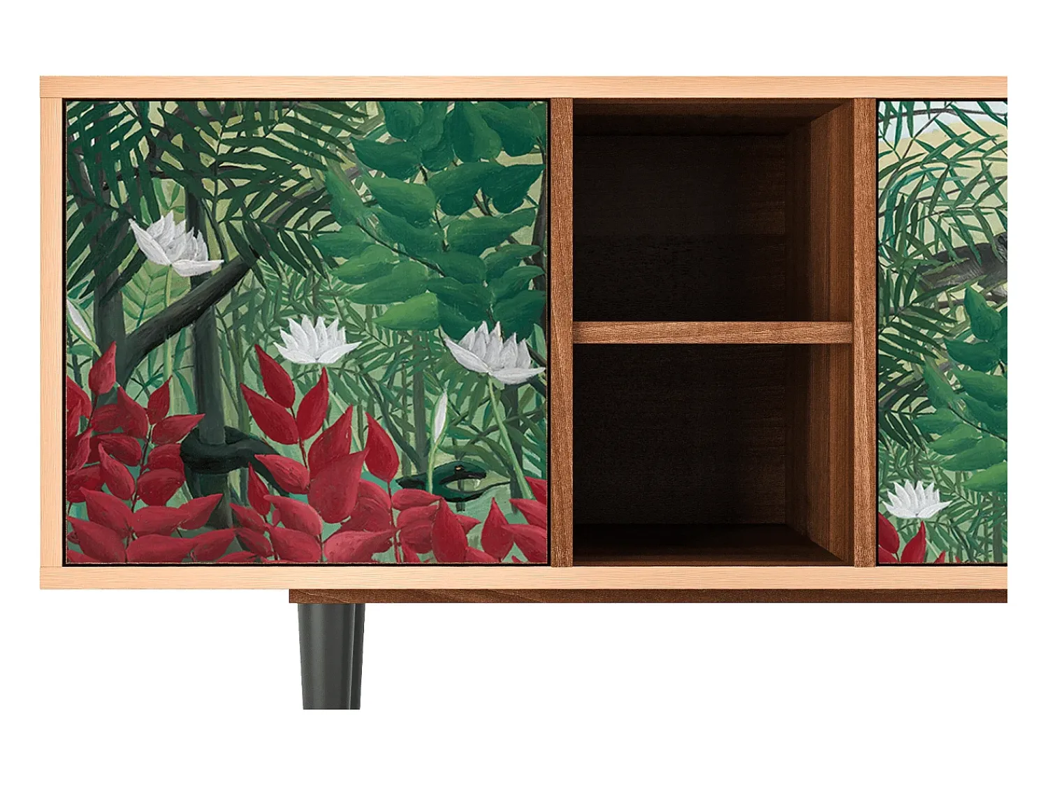 Móvel De Tv* Mueble de TV - 150х69х41 cm - T5 - Jungles in Paris, Nogueira Castanho