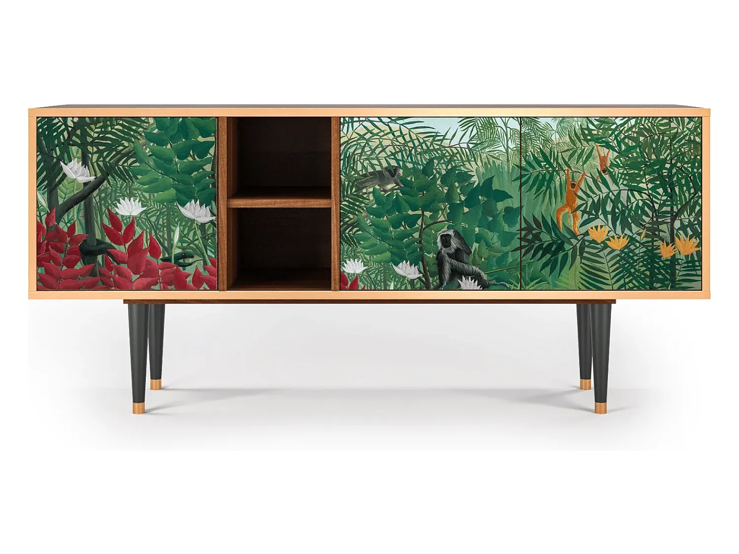 Móvel De Tv* Mueble de TV - 150х69х41 cm - T5 - Jungles in Paris, Nogueira Castanho