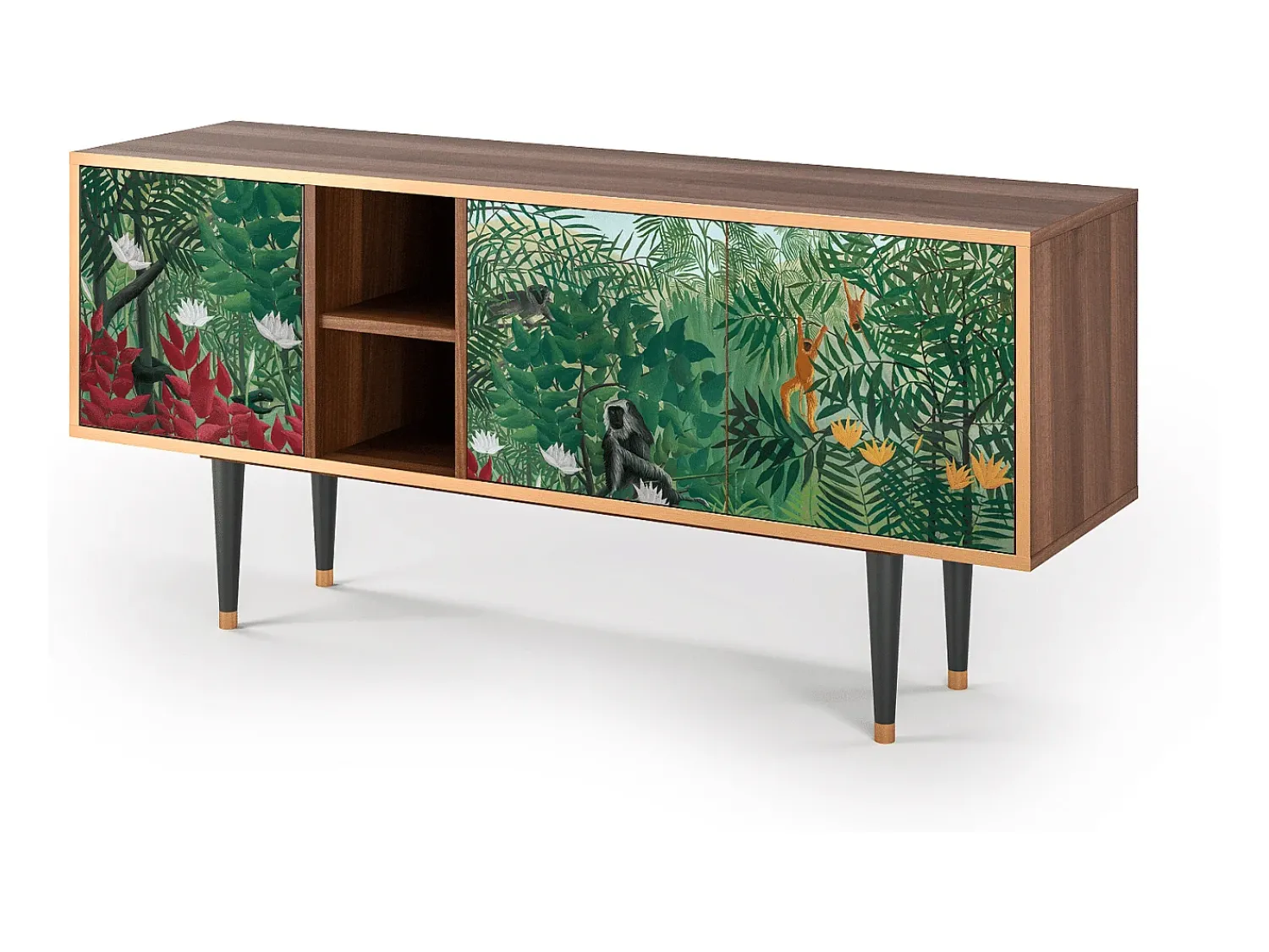 Móvel De Tv* Mueble de TV - 150х69х41 cm - T5 - Jungles in Paris, Nogueira Castanho