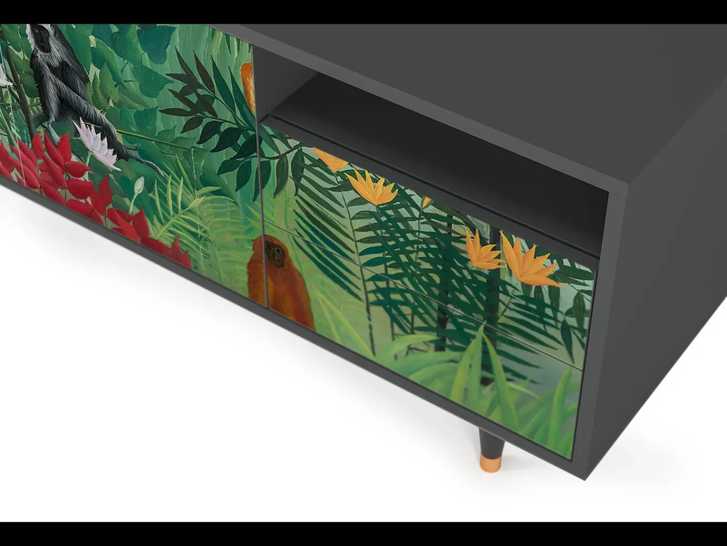 Móvel De Tv* Mueble de TV - 125х56х41 cm - T7 - Jungles in Paris, Antracite Cinza antracite
