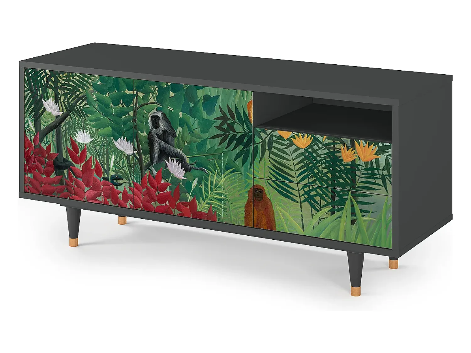 Móvel De Tv* Mueble de TV - 125х56х41 cm - T7 - Jungles in Paris, Antracite Cinza antracite