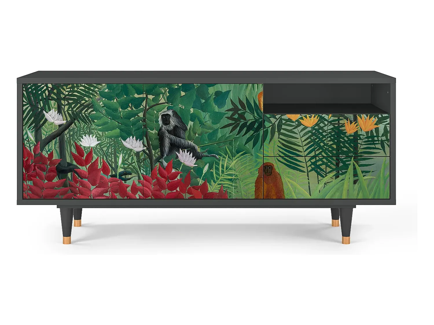 Móvel De Tv* Mueble de TV - 125х56х41 cm - T7 - Jungles in Paris, Antracite Cinza antracite