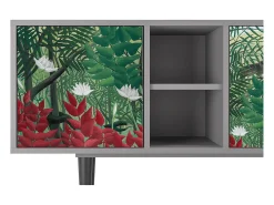 Móvel De Tv* Mueble de TV - 150х69х41 cm - T5 - Jungles in Paris, Cinza Cinzento