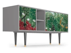 Móvel De Tv* Mueble de TV - 150х69х41 cm - T5 - Jungles in Paris, Cinza Cinzento