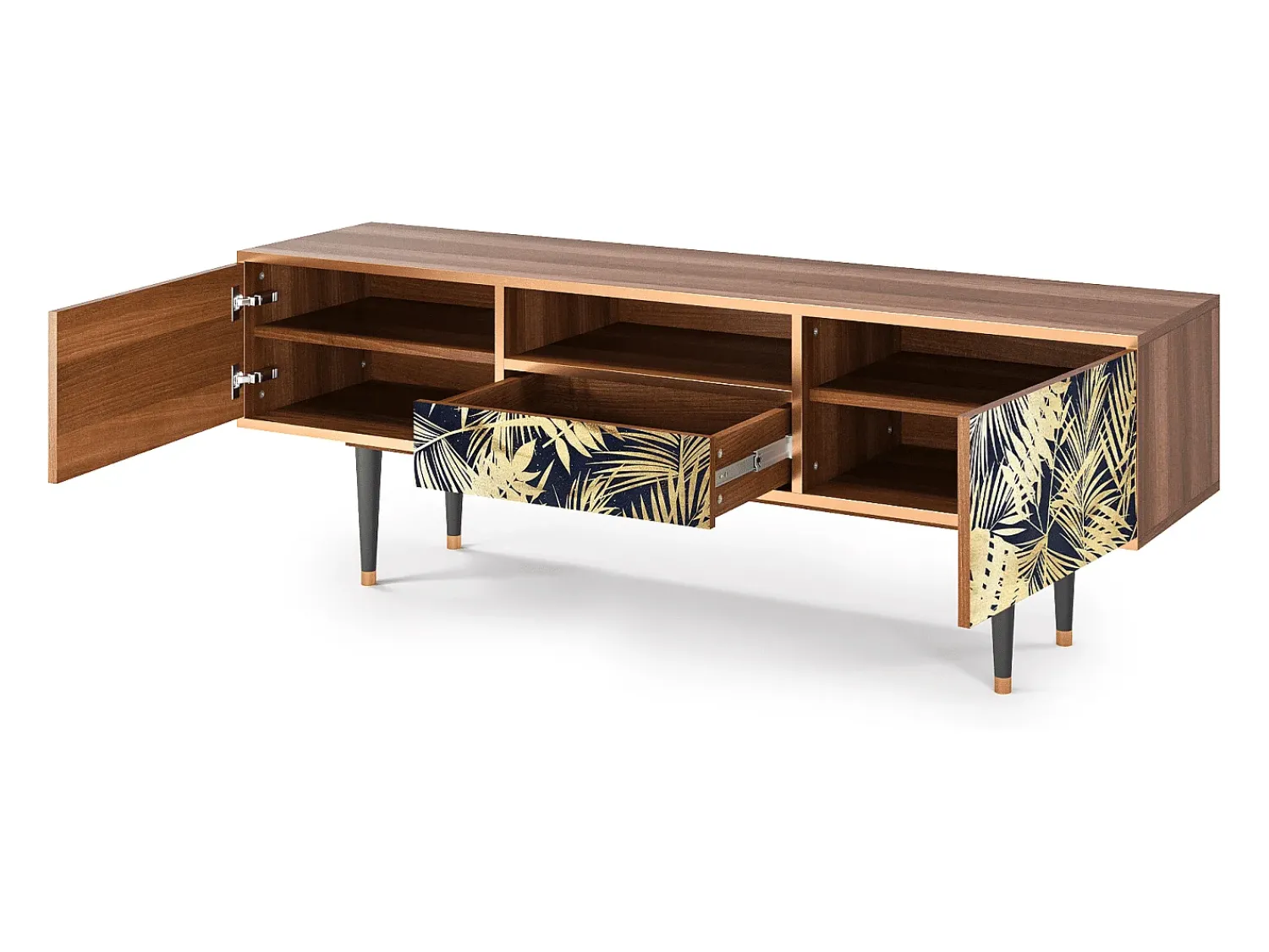 Móvel De Tv| Mueble de TV - 170х59х41 cm - T6 - Jungle Vibes, Nogueira Castanho