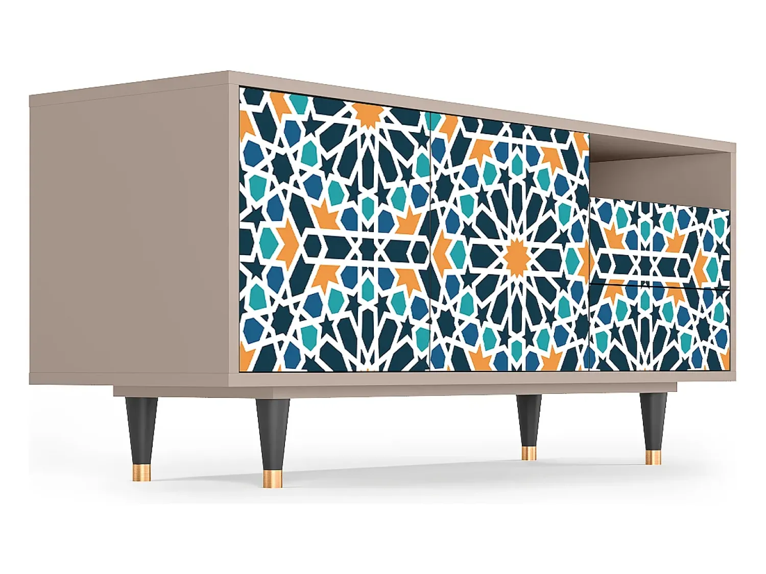 Móvel De Tv* Mueble de TV - 125х56х41 cm - T7 - Kaleidoscope, Latte Bege