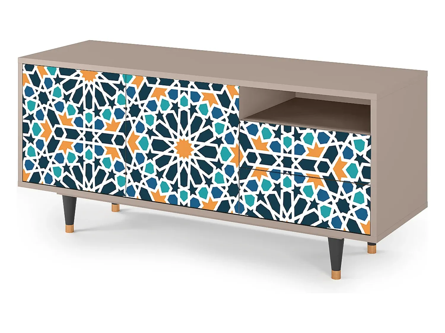 Móvel De Tv* Mueble de TV - 125х56х41 cm - T7 - Kaleidoscope, Latte Bege