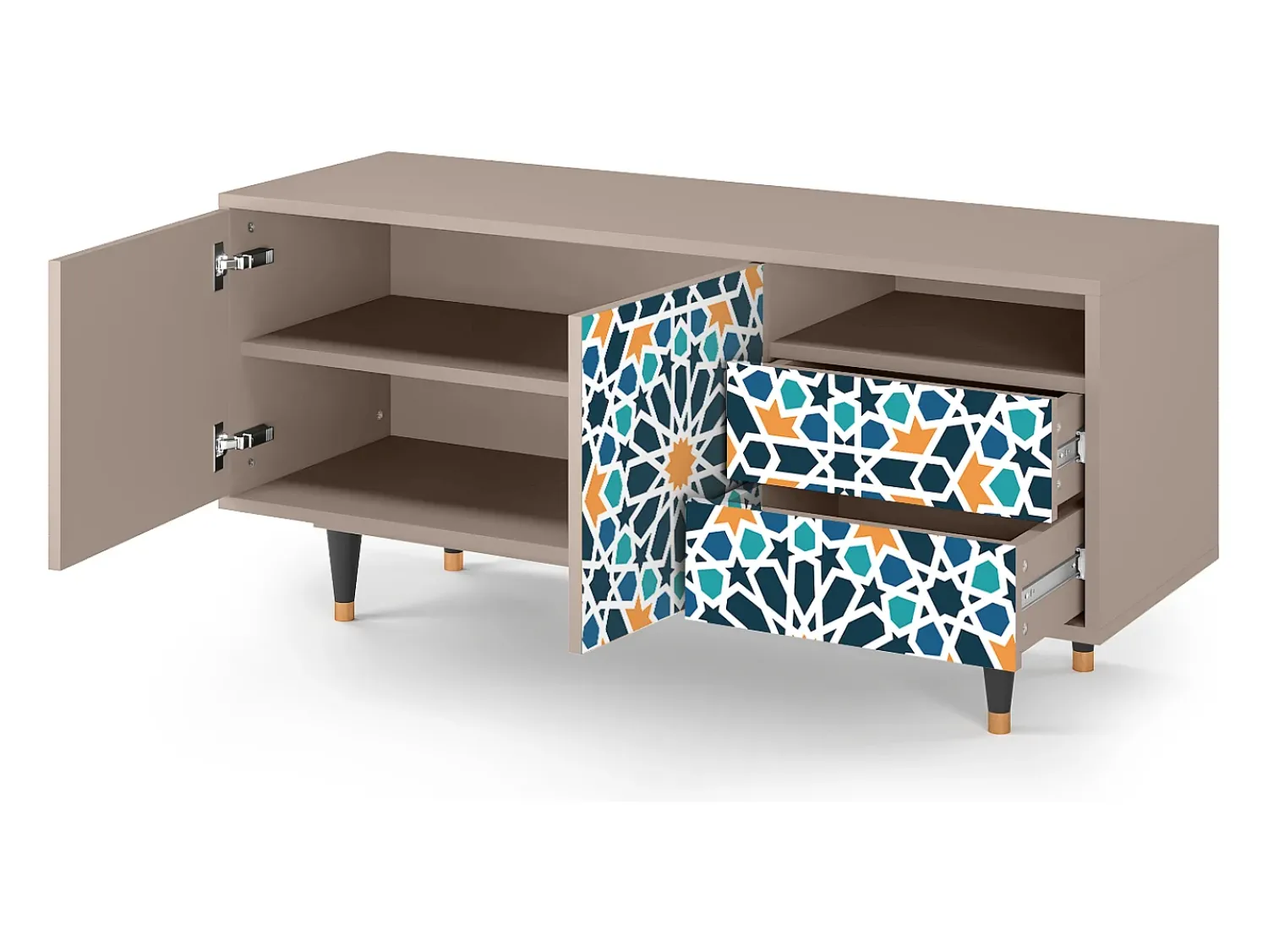 Móvel De Tv* Mueble de TV - 125х56х41 cm - T7 - Kaleidoscope, Latte Bege