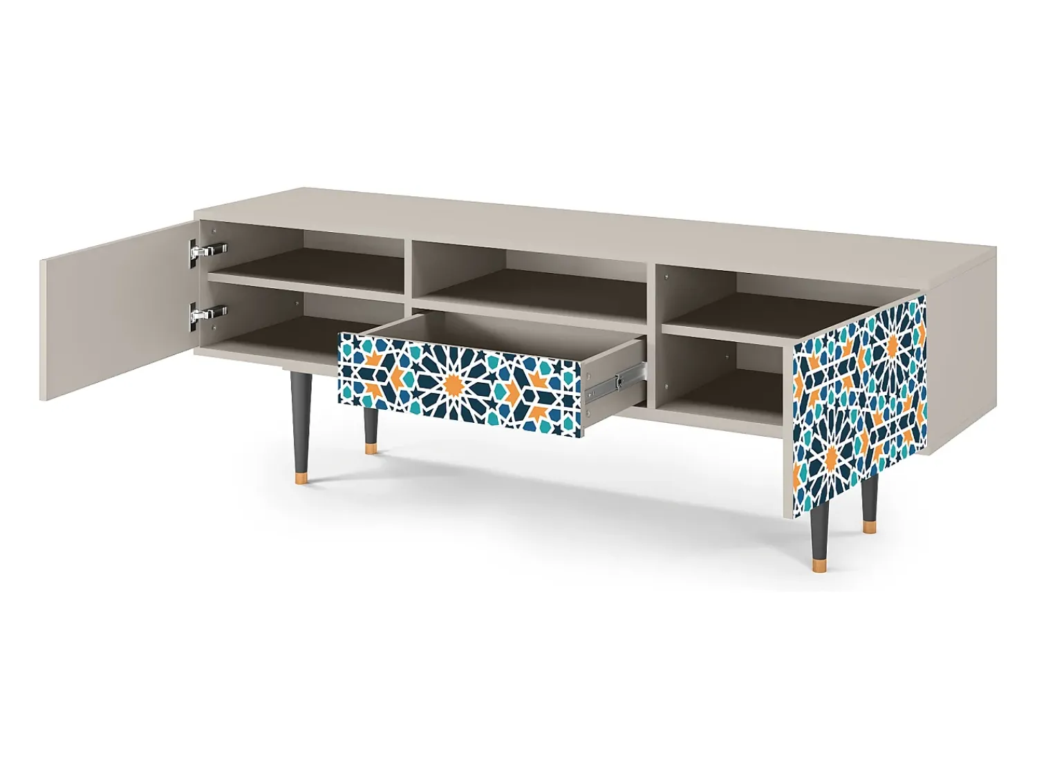 Móvel De Tv* Mueble de TV - 170х59х41 cm - T6 - Kaleidoscope, Areia Bege