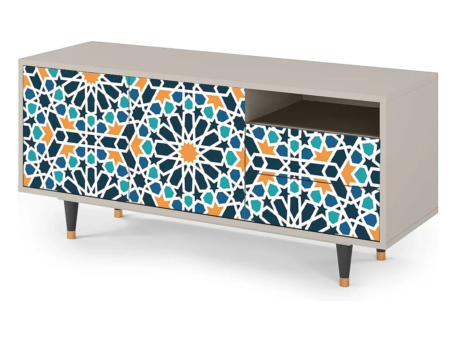 New Mueble de TV - 125х56х41 cm - T7 - Kaleidoscope, Areia Bege