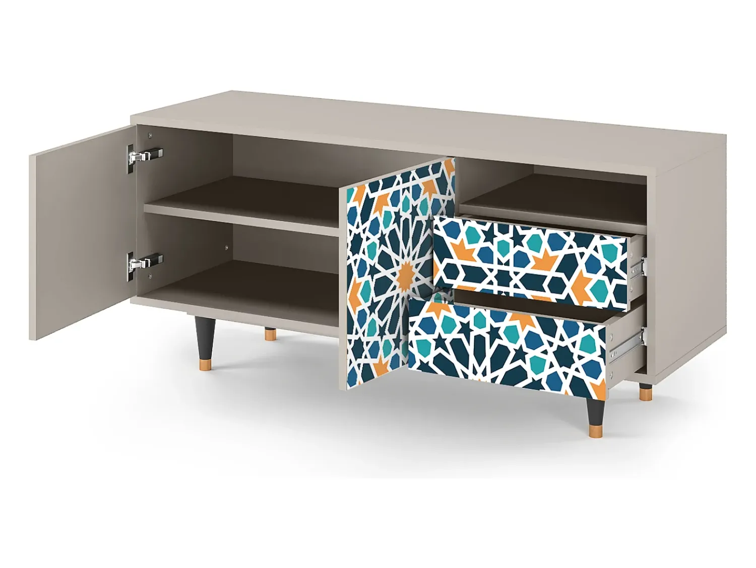 New Mueble de TV - 125х56х41 cm - T7 - Kaleidoscope, Areia Bege