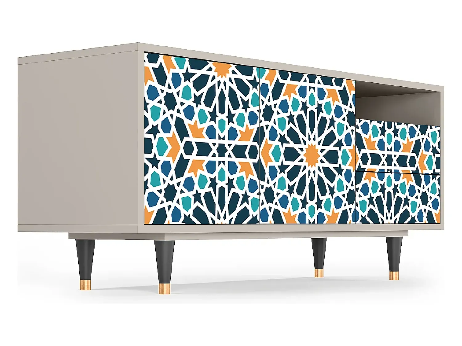 New Mueble de TV - 125х56х41 cm - T7 - Kaleidoscope, Areia Bege