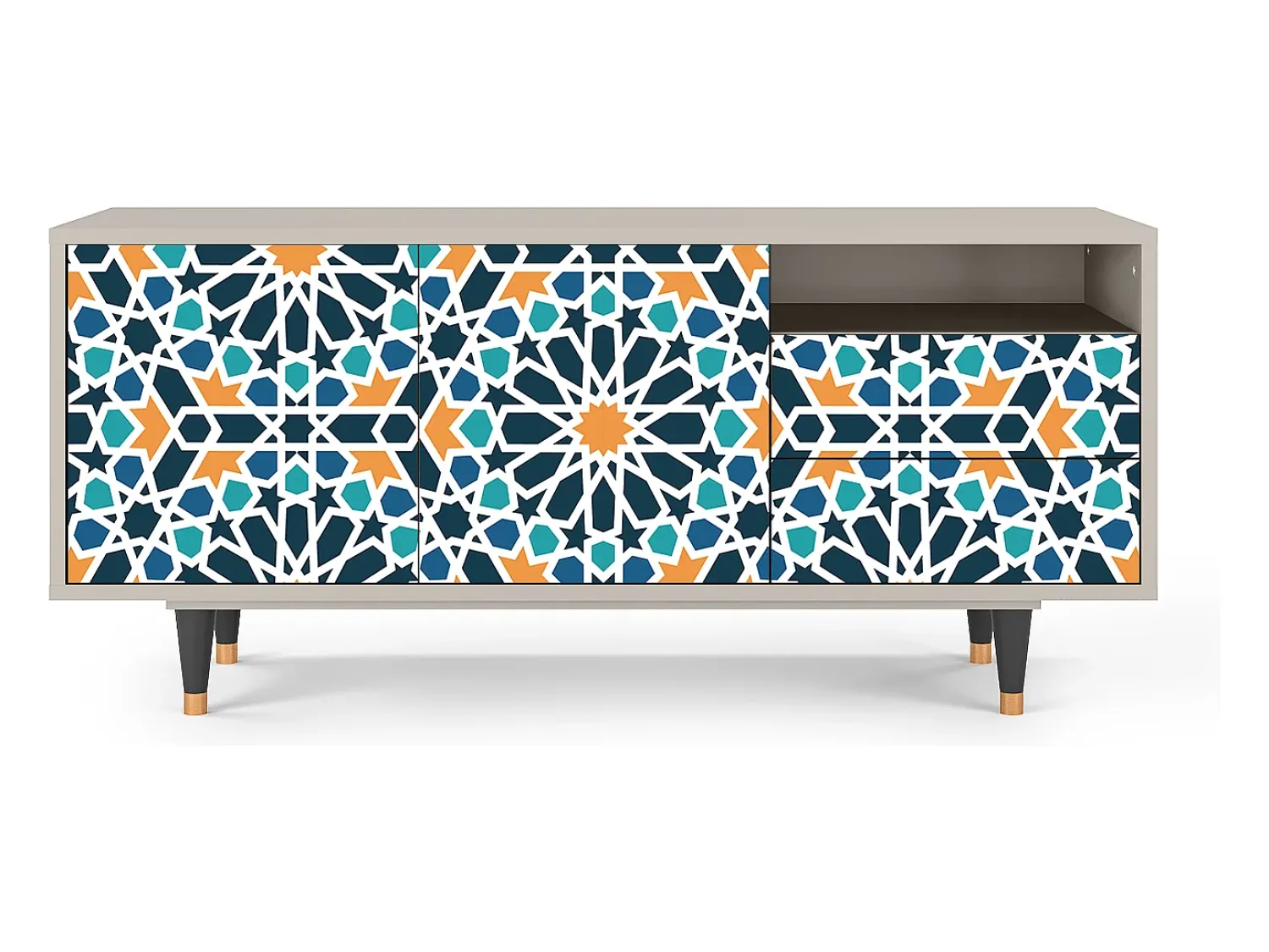 New Mueble de TV - 125х56х41 cm - T7 - Kaleidoscope, Areia Bege