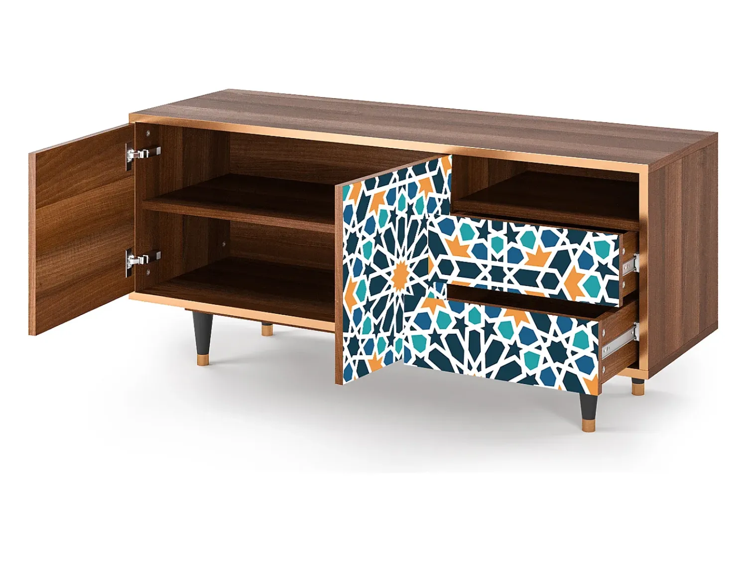 Mueble de TV - 125х56х41 cm - T7 - Kaleidoscope, Nogueira^ Móvel De Tv