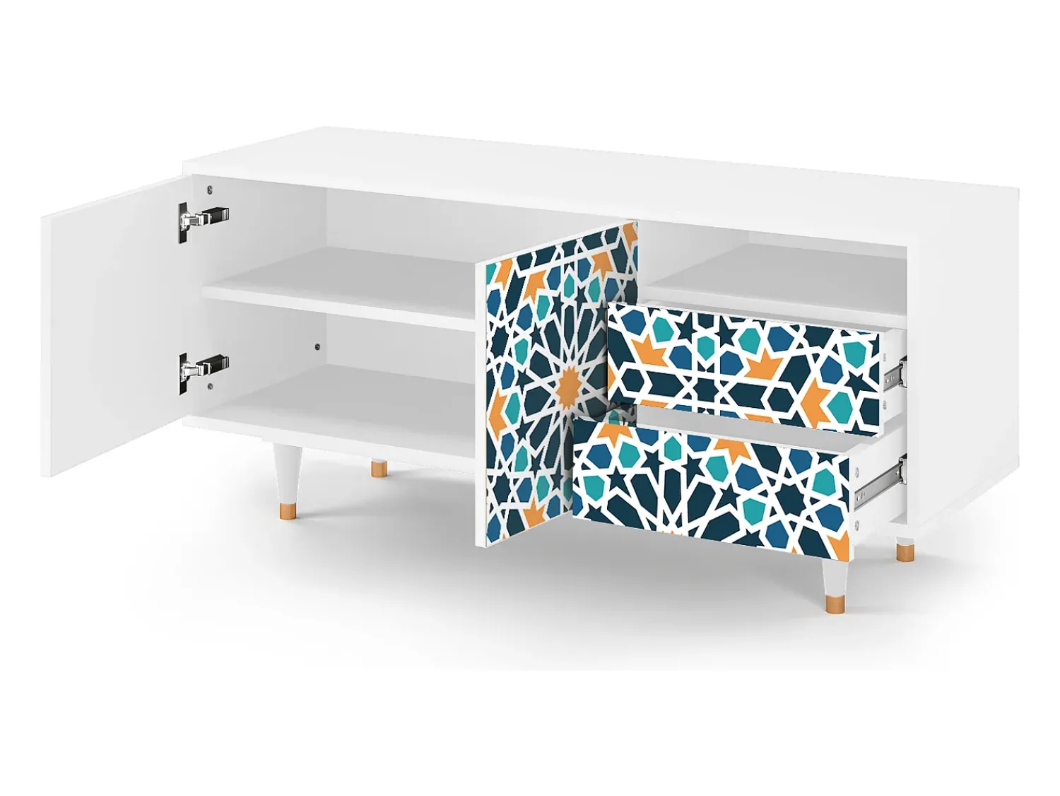 Móvel De Tv| Mueble de TV - 125х56х41 cm - T7 - Kaleidoscope, Branco Bege