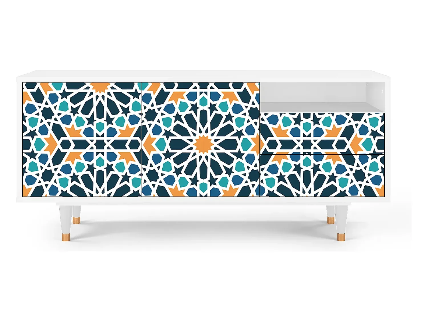 Móvel De Tv| Mueble de TV - 125х56х41 cm - T7 - Kaleidoscope, Branco Bege