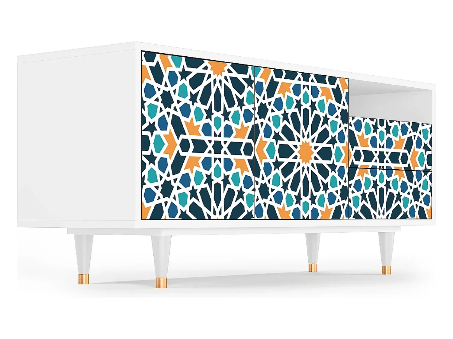 Móvel De Tv| Mueble de TV - 125х56х41 cm - T7 - Kaleidoscope, Branco Bege