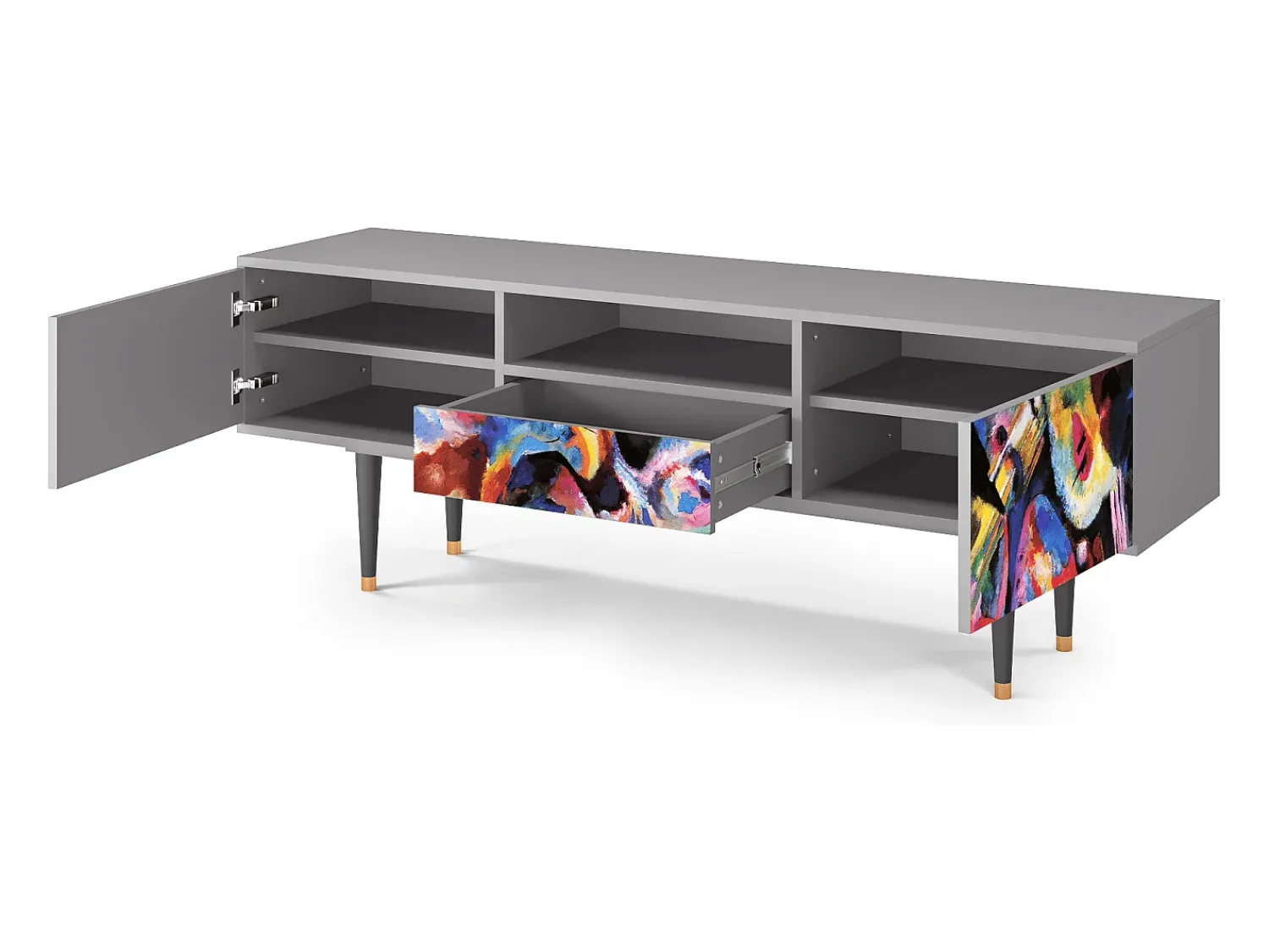 Clearance Mueble de TV - 170х59х41 cm - T6 - Kandinsky, Cinza Cinzento