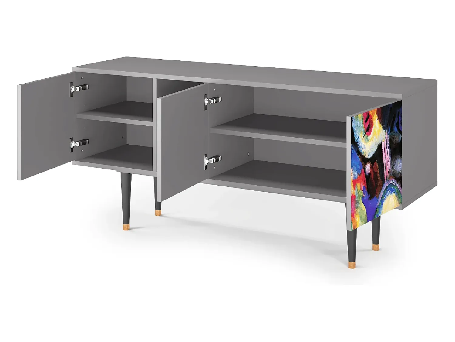 New Mueble de TV - 150х69х41 cm - T5 - Kandinsky, Cinza Cinzento