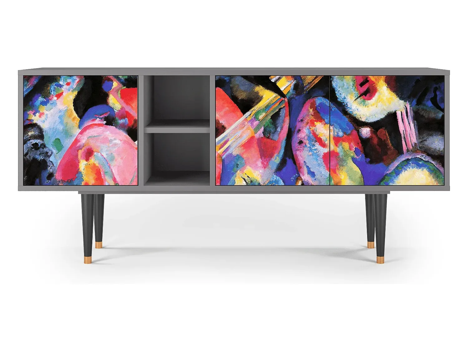 New Mueble de TV - 150х69х41 cm - T5 - Kandinsky, Cinza Cinzento