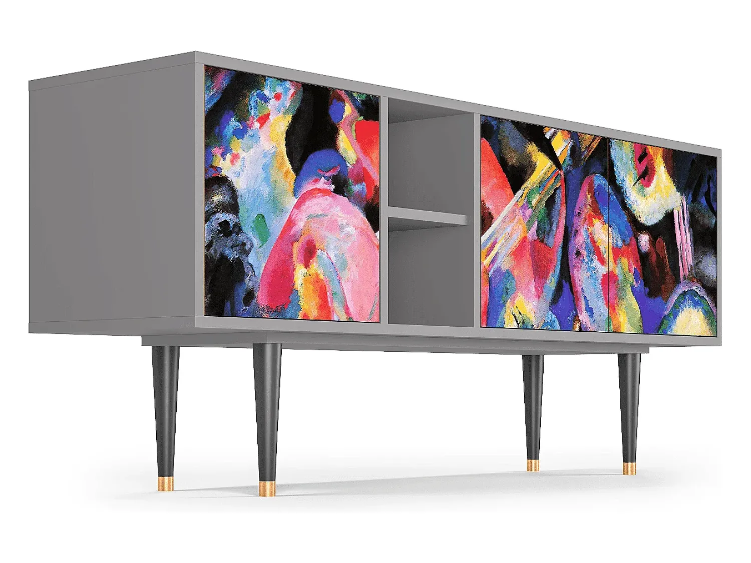 New Mueble de TV - 150х69х41 cm - T5 - Kandinsky, Cinza Cinzento