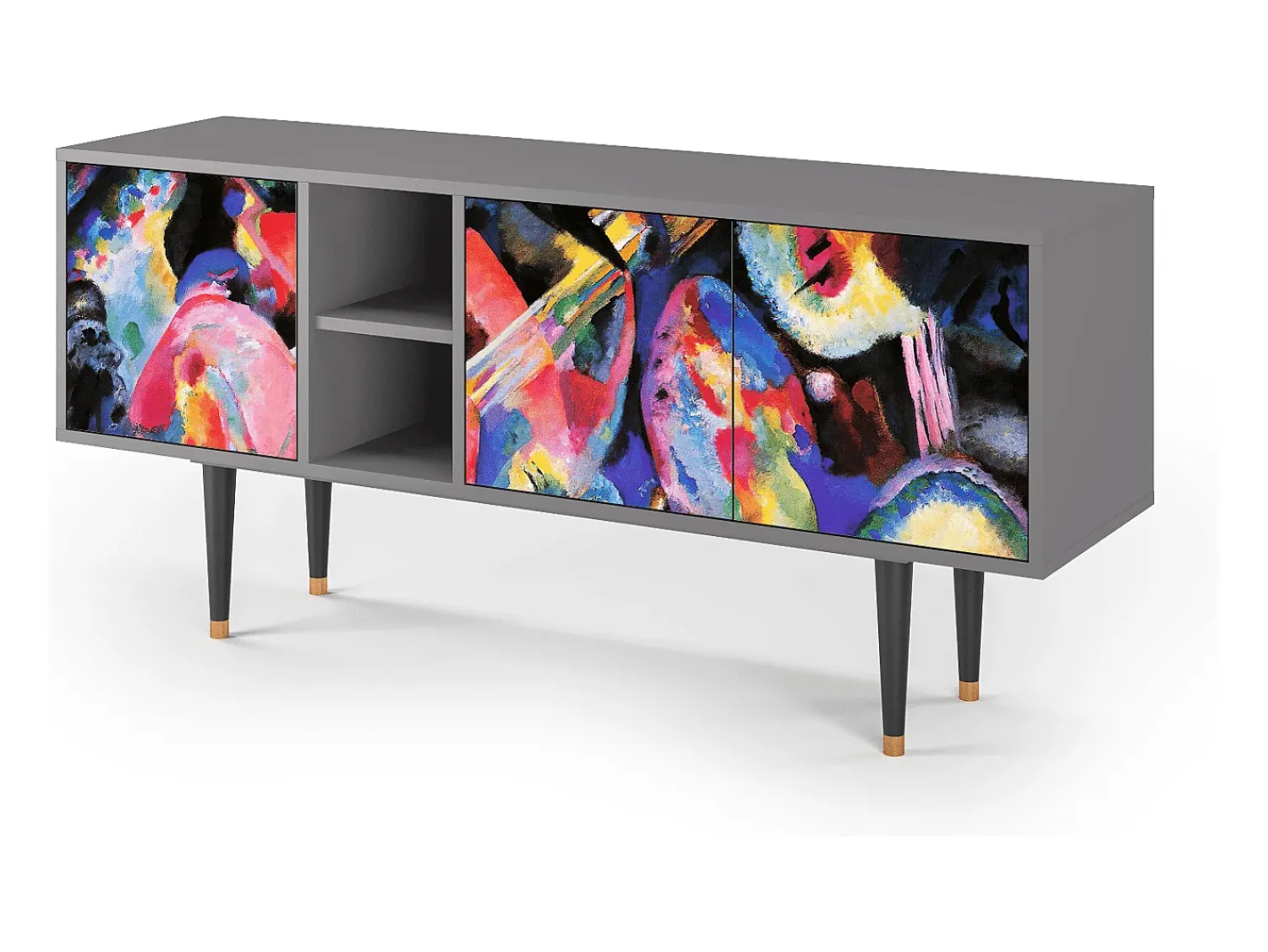 New Mueble de TV - 150х69х41 cm - T5 - Kandinsky, Cinza Cinzento
