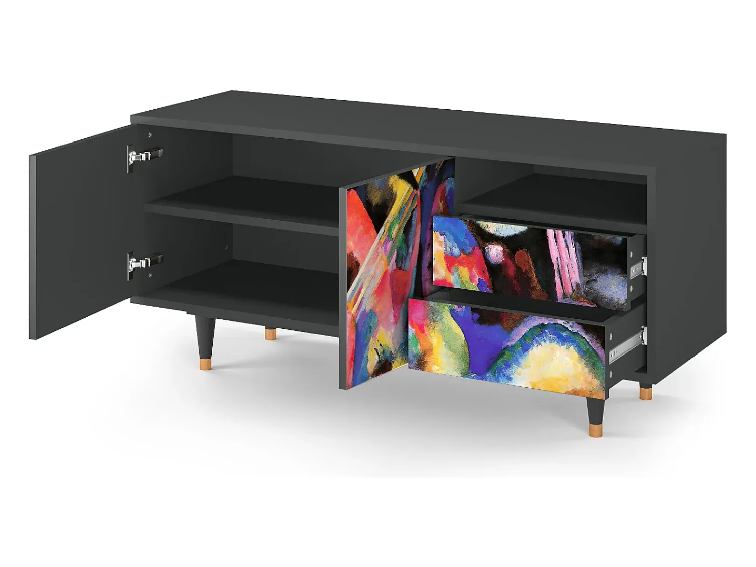 Móvel De Tv| Mueble de TV - 125х56х41 cm - T7 - Kandinsky, Antracite Cinza antracite