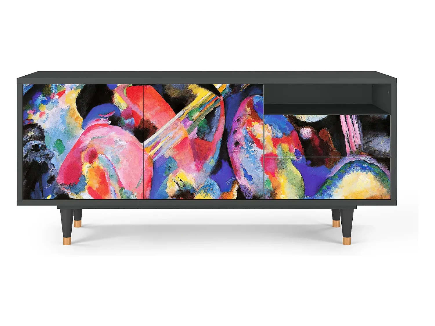 Móvel De Tv| Mueble de TV - 125х56х41 cm - T7 - Kandinsky, Antracite Cinza antracite