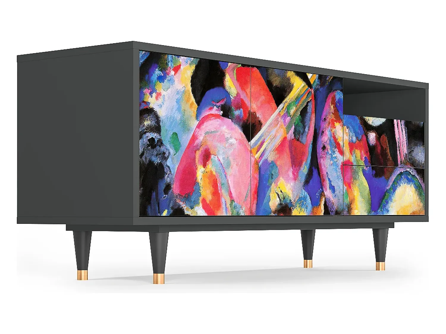 Móvel De Tv| Mueble de TV - 125х56х41 cm - T7 - Kandinsky, Antracite Cinza antracite