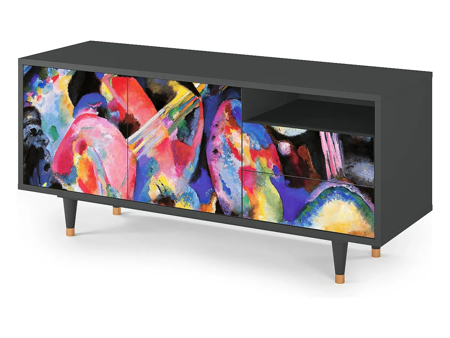 Móvel De Tv| Mueble de TV - 125х56х41 cm - T7 - Kandinsky, Antracite Cinza antracite