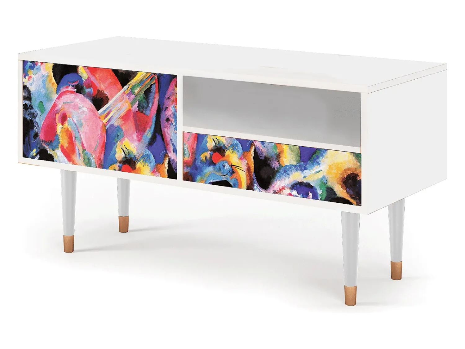 Móvel De Tv* Mueble de TV - 115х59х48 cm - T3 - Kandinsky, Branco Bege