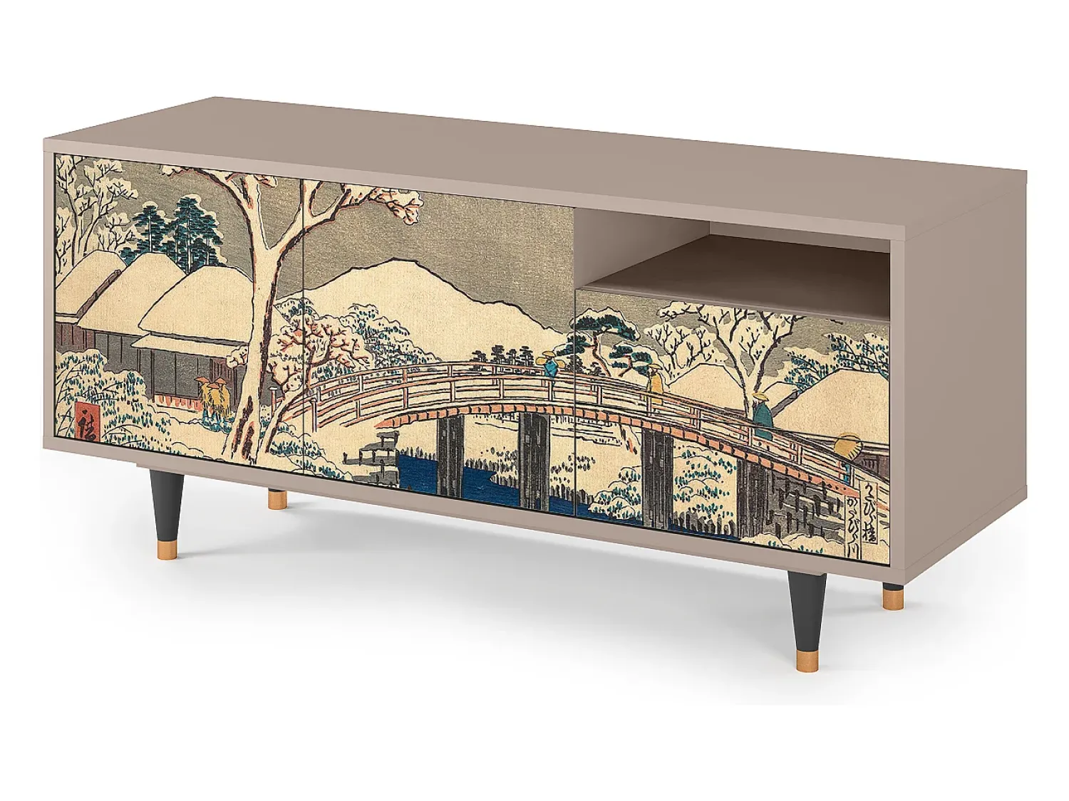 Móvel De Tv| Mueble de TV - 125х56х41 cm - T7 - Katabira River, Latte Bege