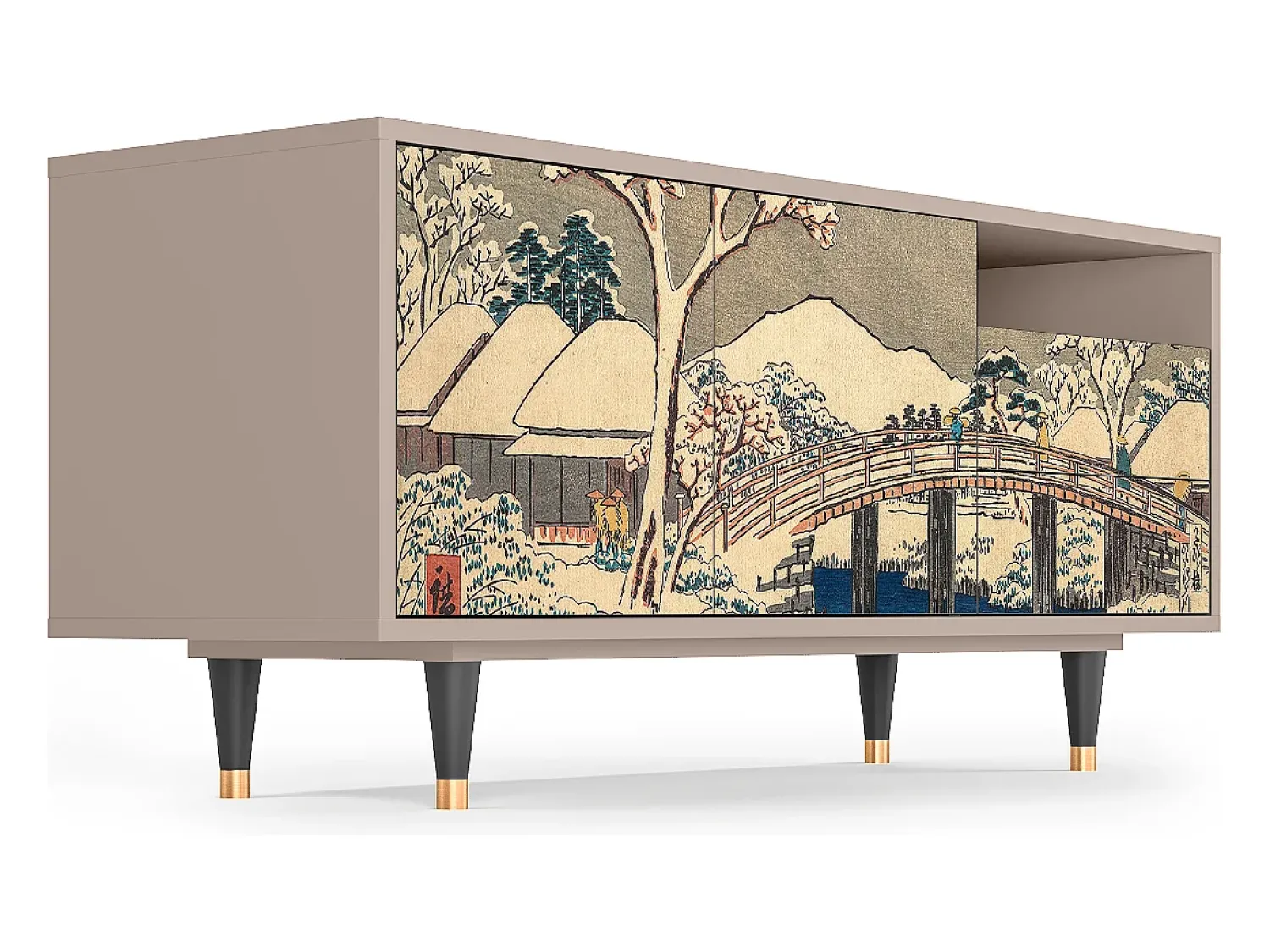 Móvel De Tv| Mueble de TV - 125х56х41 cm - T7 - Katabira River, Latte Bege