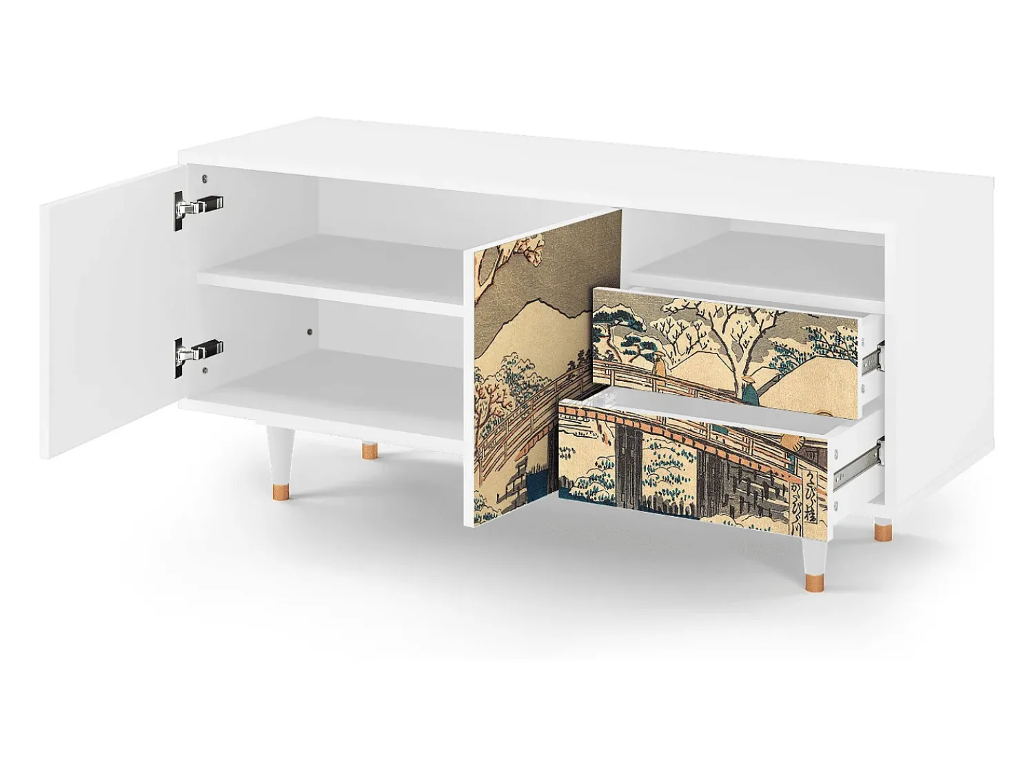 Mueble de TV - 125х56х41 cm - T7 - Katabira River, Branco^ Móvel De Tv