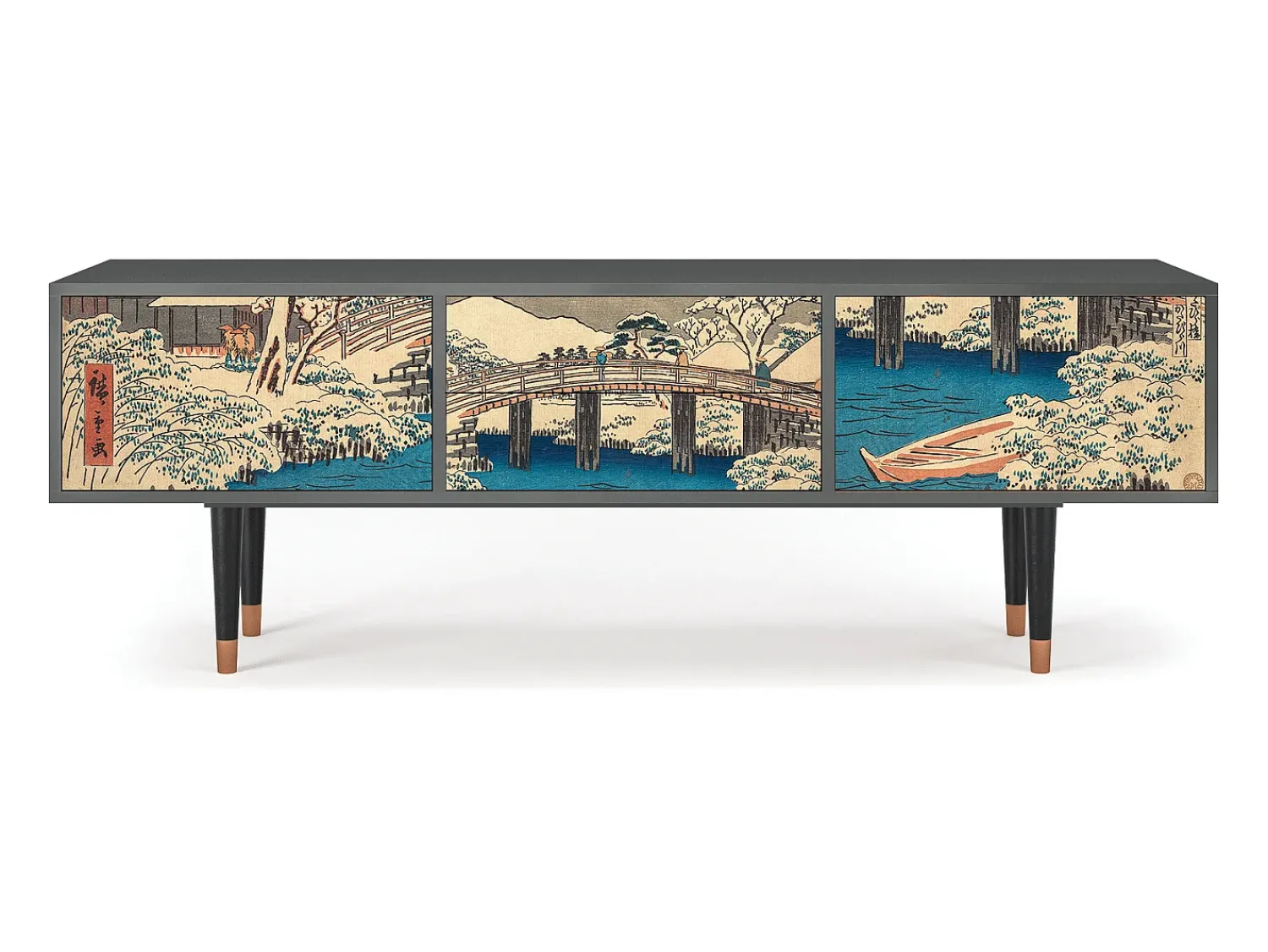 Móvel De Tv* Mueble de TV - 170х59х48 cm - T4 - Katabira River, Antracite Cinza antracite