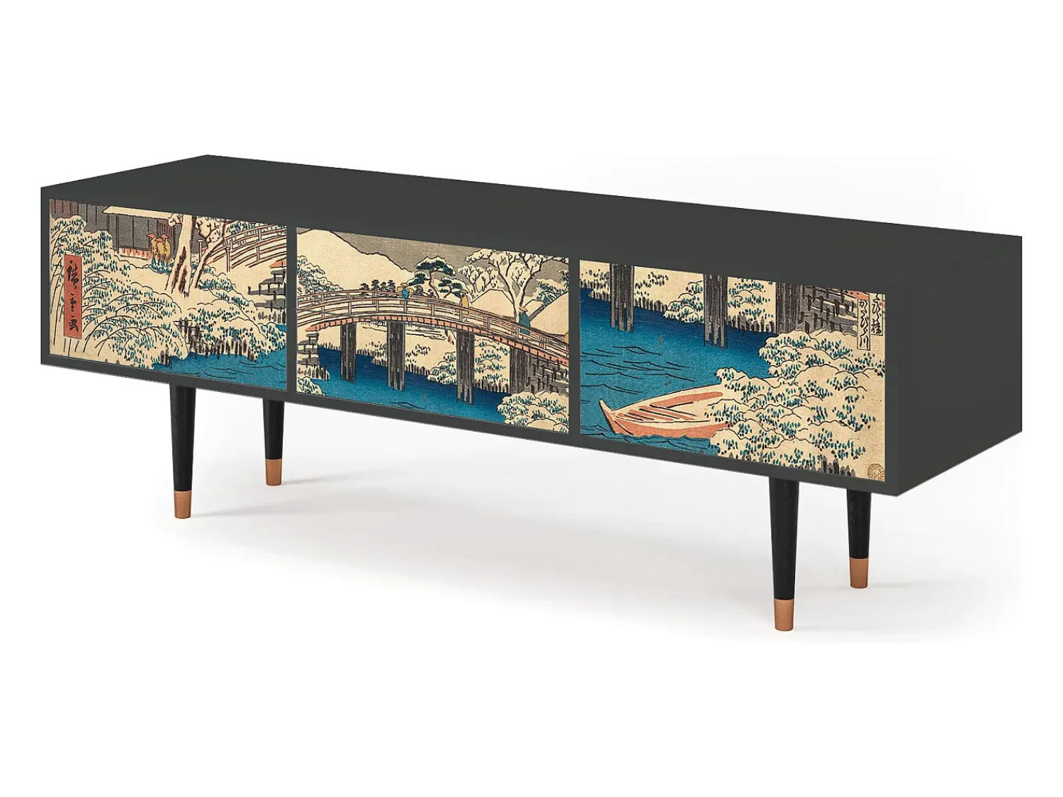 Móvel De Tv* Mueble de TV - 170х59х48 cm - T4 - Katabira River, Antracite Cinza antracite
