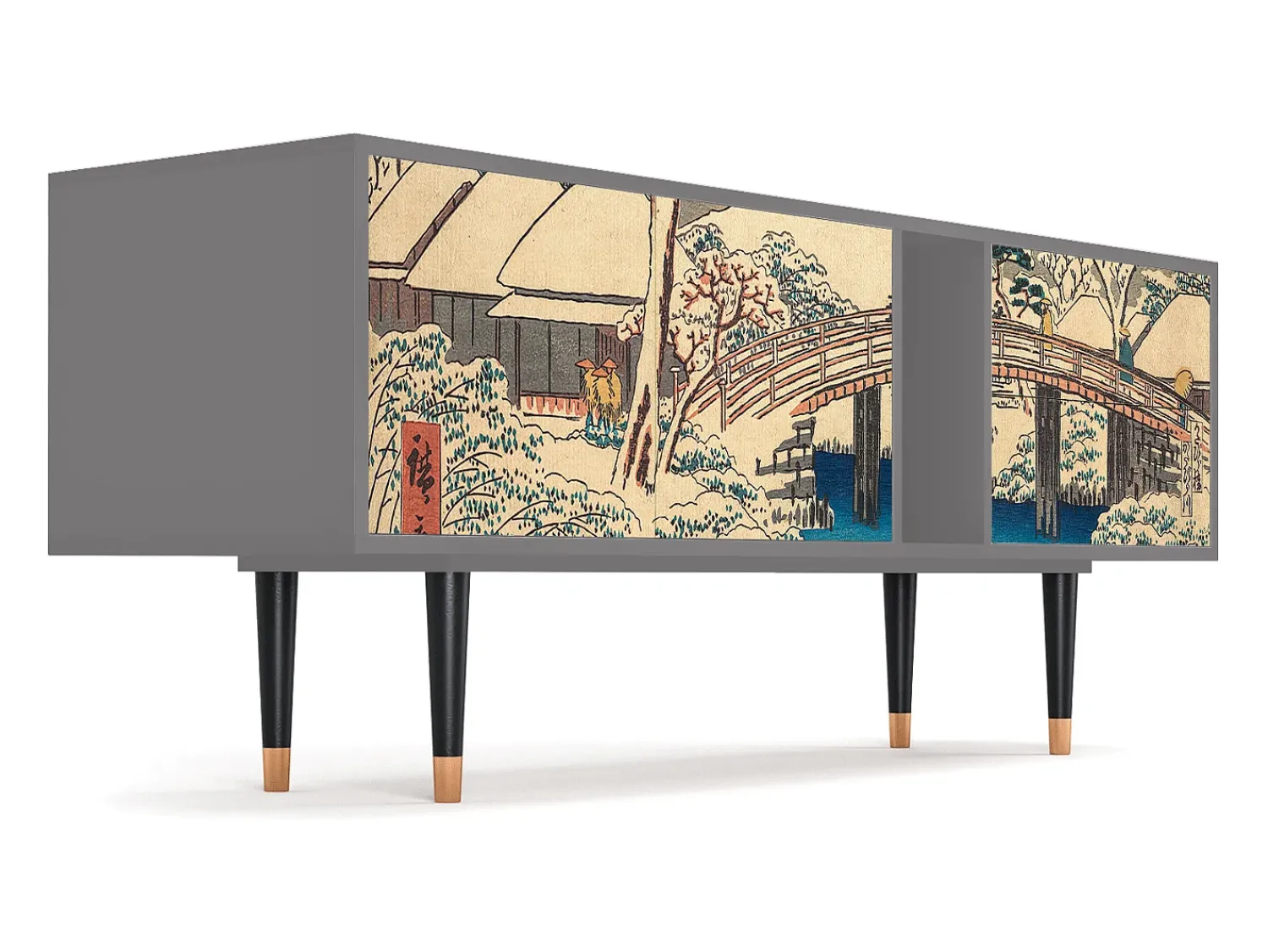 Móvel De Tv* Mueble de TV - 170х69х48 cm - T1 - Katabira River, Cinza Cinzento