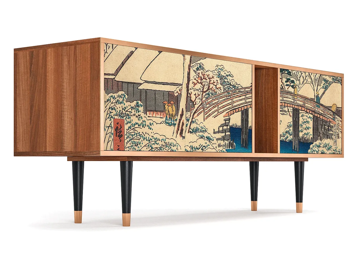 Móvel De Tv* Mueble de TV - 170х69х48 cm - T1 - Katabira River, Nogueira Castanho