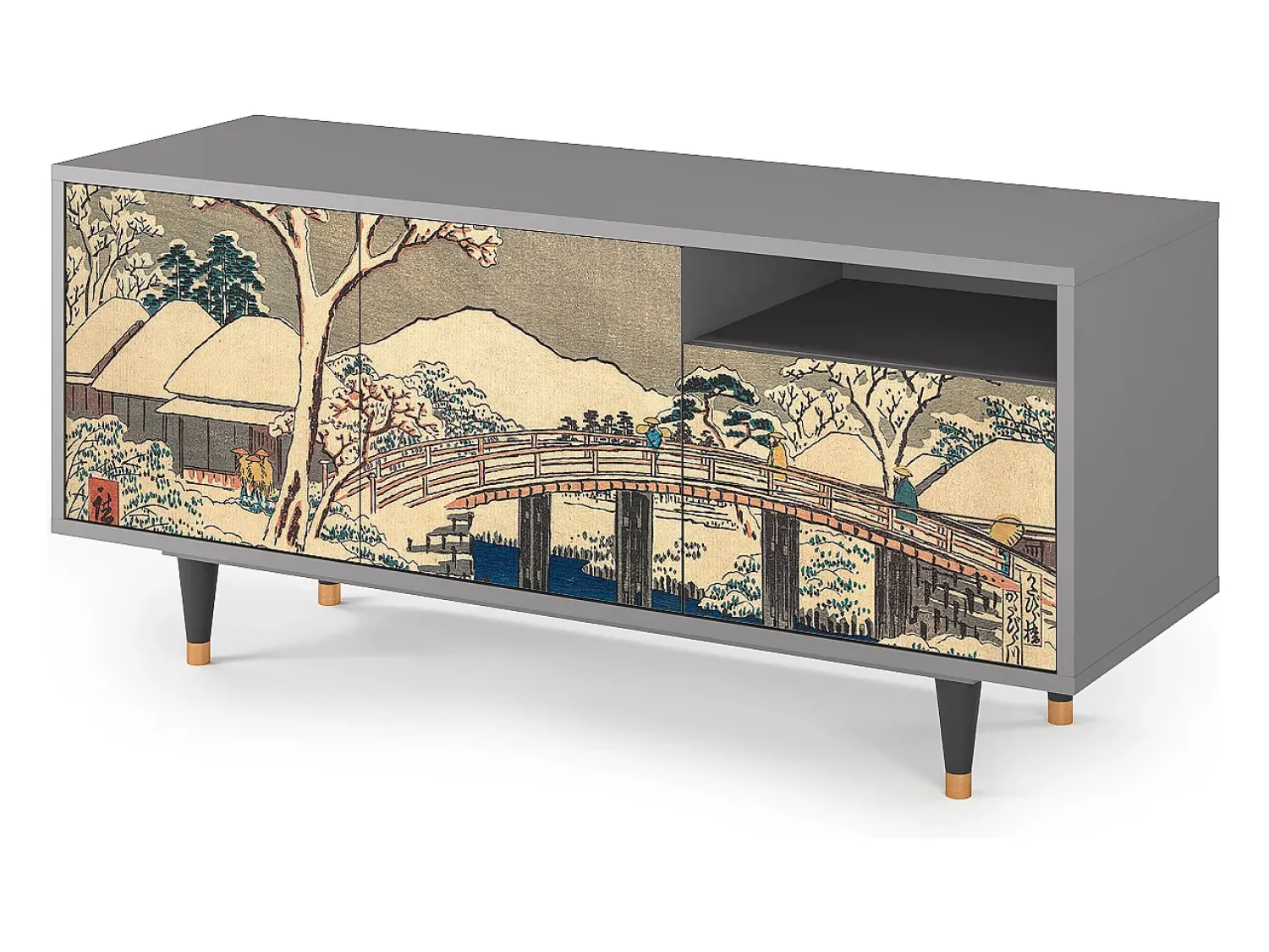 Mueble de TV - 125х56х41 cm - T7 - Katabira River, Cinza^ Móvel De Tv